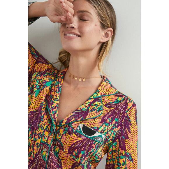 Anthropologie Shadé Akanbi Harvest Pajama Top Women’s Medium Bohemian Sleep Boho - Picture 4 of 12